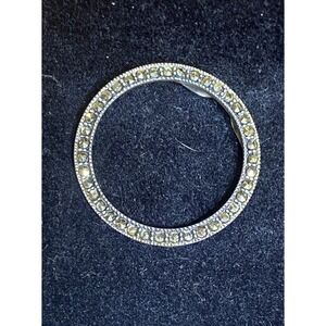 Vtg 925 Sterling Silver and Marcasite Circle Pendant Marsala ~3 gm ~ 1-1/5" Dia.